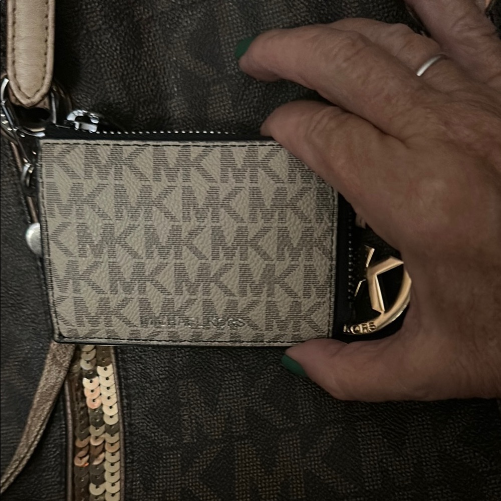 Michael Kors Beige and Black Monogram Wallet